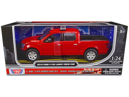 2019 Ford F-150 Lariat Crew Cab Pickup Truck Unmarked Fire Department Red "Law Enforcement and Public Service" Series 1/24 Diecast Model Car by Motormax-0
