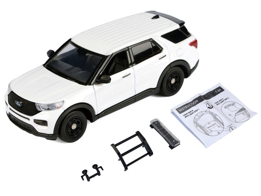 2022 Ford Police Interceptor Utility Unmarked White "Builder's Kit" "Law Enforcement and Public Service" Series 1/24 Diecast Model Car by Motormax by Motormax