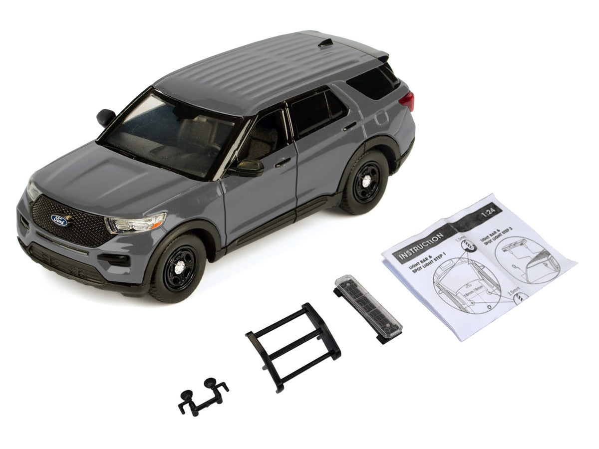 2022 Ford Police Interceptor Utility Unmarked Gray Metallic "Builder's Kit" "Law Enforcement and Public Service" Series 1/24 Diecast Model Car by Motormax by Motormax