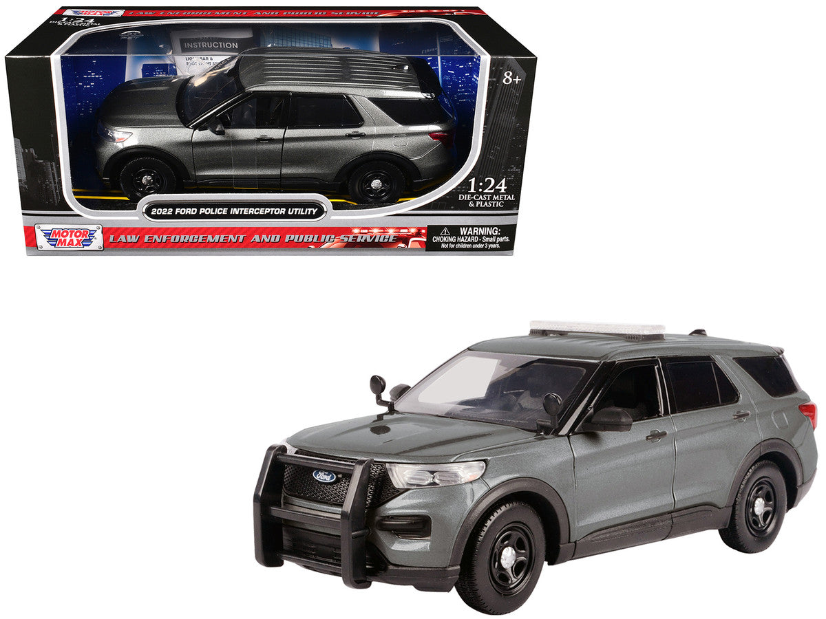 2022 Ford Police Interceptor Utility Unmarked Gray Metallic "Builder's Kit" "Law Enforcement and Public Service" Series 1/24 Diecast Model Car by Motormax by Motormax