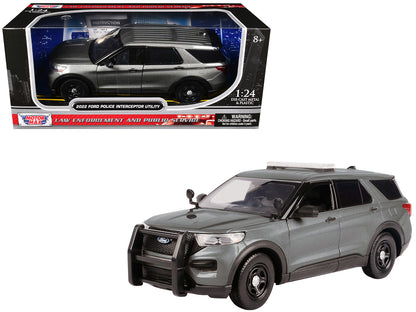 2022 Ford Police Interceptor Utility Unmarked Gray Metallic "Builder's Kit" "Law Enforcement and Public Service" Series 1/24 Diecast Model Car by Motormax by Motormax