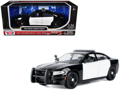 2023 Dodge Charger Pursuit Police Car Black and White "Law Enforcement and Public Service" Series 1/24 Diecast Model Car by Motormax by Motormax