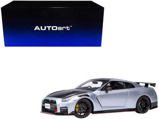 2022 Nissan GT-R (R35) Nismo Special Edition RHD (Right Hand Drive) Ultimate Metal Silver with Carbon Hood and Top 1/18 Model Car by Autoart by Autoart