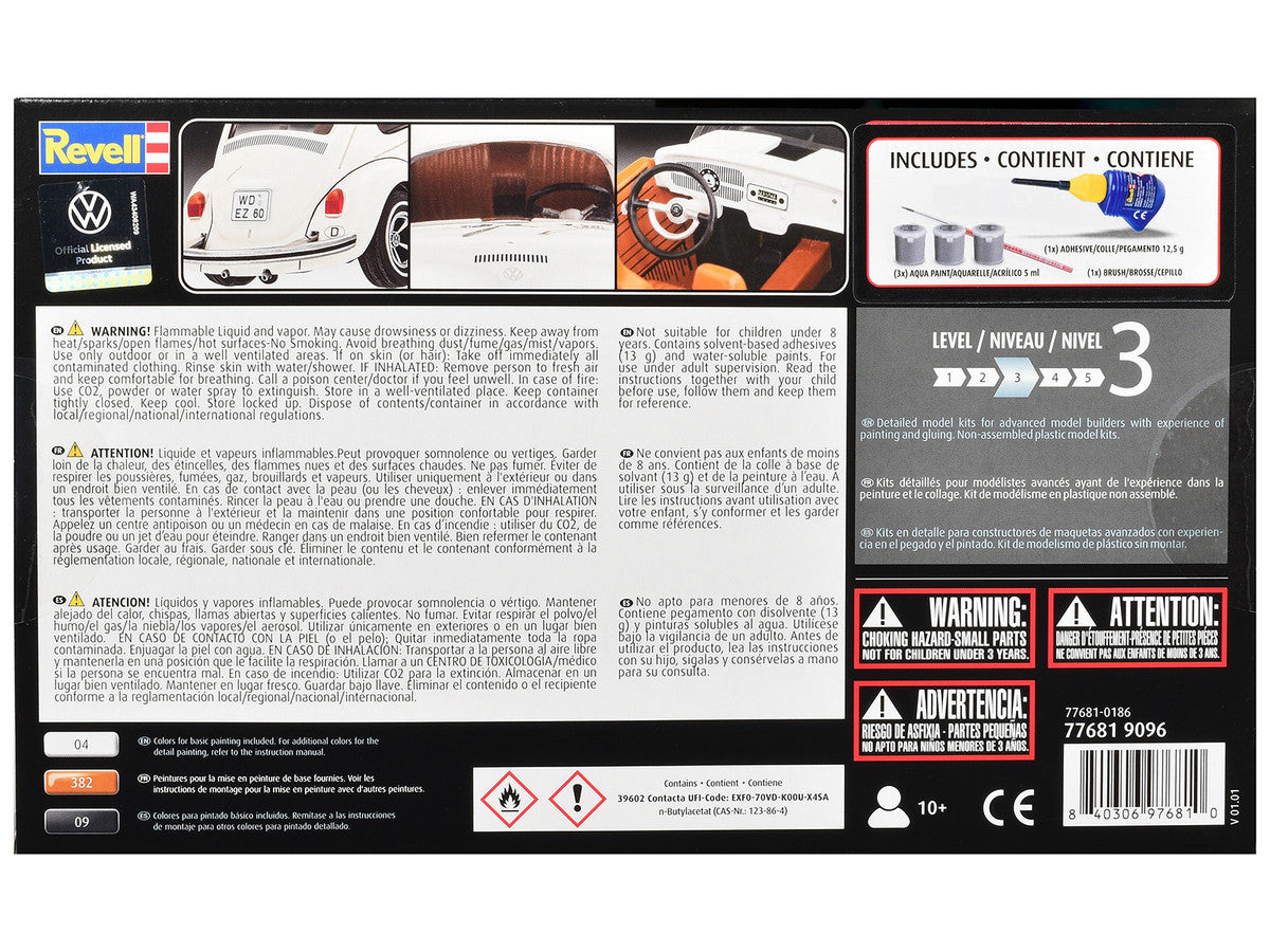 Level 3 Model Kit 1968 Volkswagen Beetle All-Included Kit 1/32 Scale Model by Revell by Revell