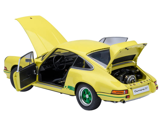Porsche 911 Carrera 2.7 RS Light Yellow with Green Stripes and Wheels 1/18 Model Car by Autoart by Autoart