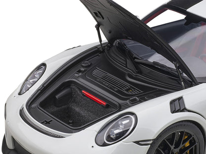 Porsche 911 (991.2) GT2 RS Weissach Package White with Carbon Stripes 1/18 Model Car by Autoart by Autoart