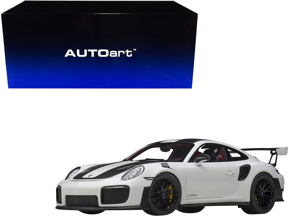 Porsche 911 (991.2) GT2 RS Weissach Package White with Carbon Stripes 1/18 Model Car by Autoart by Autoart