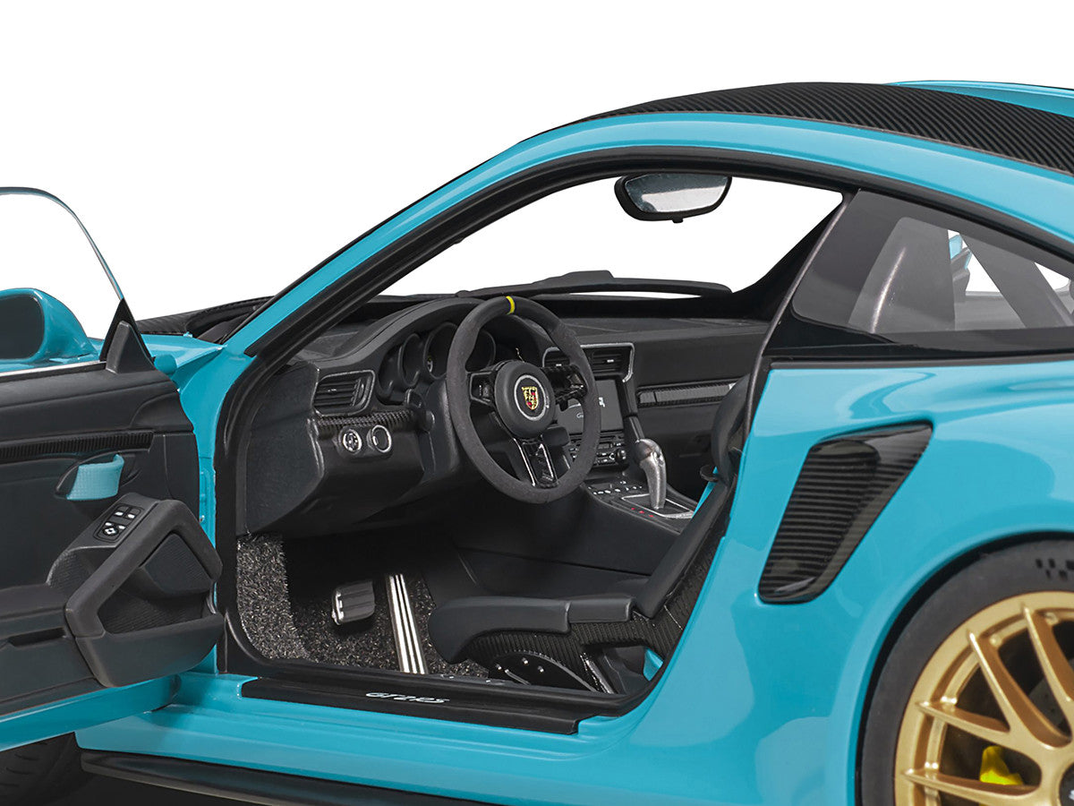 Porsche 911 (991.2) GT2 RS Weissach Package Miami Blue with Carbon Stripes 1/18 Model Car by Autoart by Autoart