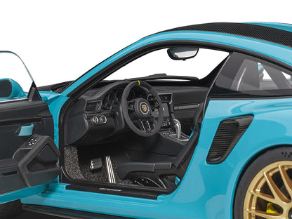Porsche 911 (991.2) GT2 RS Weissach Package Miami Blue with Carbon Stripes 1/18 Model Car by Autoart by Autoart