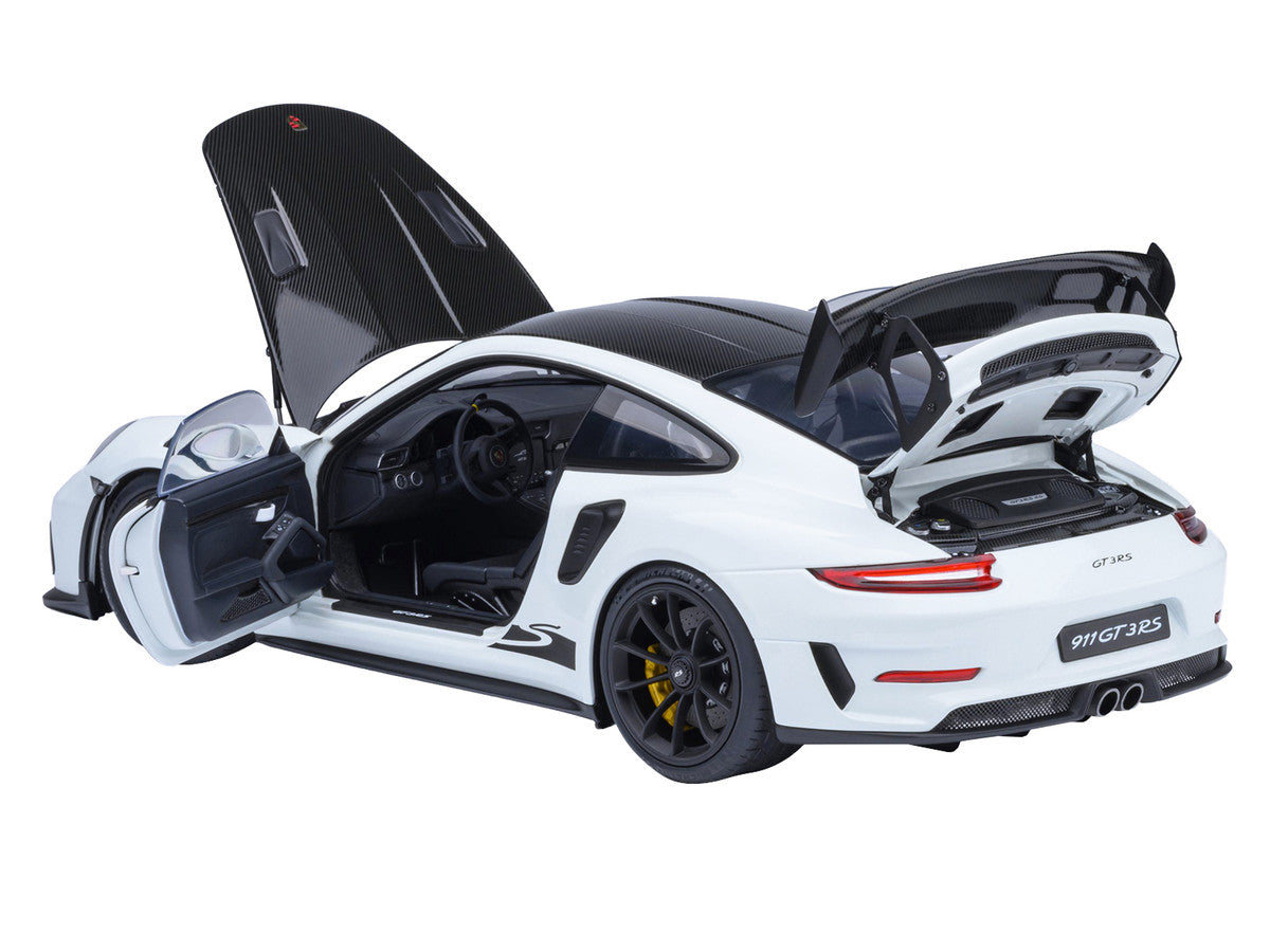 Porsche 911 (991.2) GT3 RS Weissach Package White with Carbon Hood and Top 1/18 Model Car by Autoart by Autoart