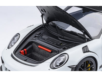 Porsche 911 (991.2) GT3 RS Weissach Package White with Carbon Hood and Top 1/18 Model Car by Autoart by Autoart