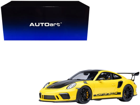 Porsche 911 (991.2) GT3 RS Weissach Racing Yellow with Carbon Hood and Top 1/18 Model Car by Autoart by Autoart