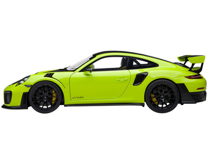 Porsche 911 (991.2) GT2 RS Weissach Package Acid Green with Carbon Stripes 1/18 Model Car by Autoart by Autoart