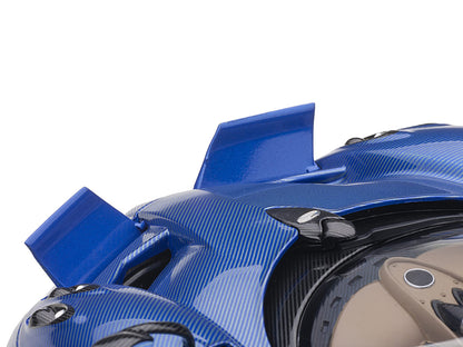 Pagani Huayra Roadster Blue Tricolore Carbon Fiber with Black Top with Luggage Set 1/18 Model Car by Autoart by Autoart