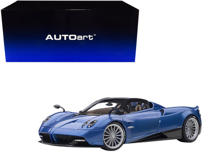Pagani Huayra Roadster Blue Tricolore Carbon Fiber with Black Top with Luggage Set 1/18 Model Car by Autoart by Autoart