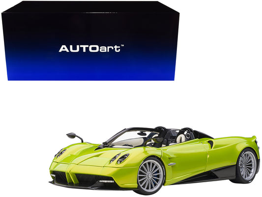 Pagani Huayra Roadster Verde Firenze Green Metallic and Carbon with Luggage Set 1/18 Model Car by Autoart by Autoart