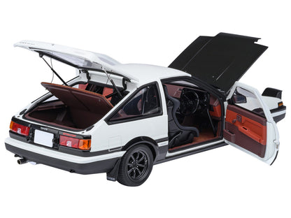 Toyota Sprinter Trueno (AE86) RHD (Right Hand Drive) "Project D Final Version" White with Carbon Hood "Initial D" (1995-2013) TV Series "30th Anniversary" 1/18 Model Car by Autoart by Autoart