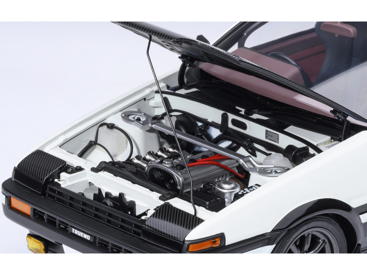 Toyota Sprinter Trueno (AE86) RHD (Right Hand Drive) "Project D Final Version" White with Carbon Hood "Initial D" (1995-2013) TV Series "30th Anniversary" 1/18 Model Car by Autoart by Autoart