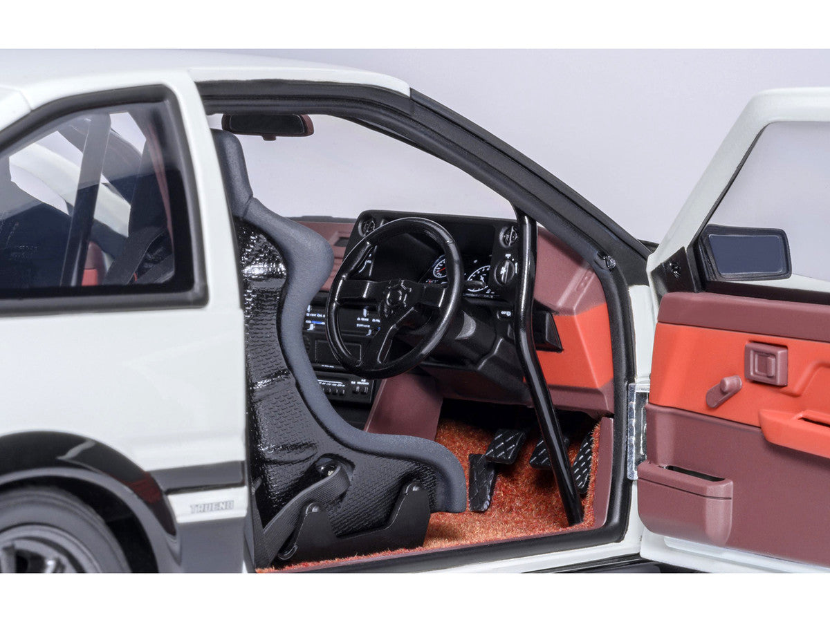Toyota Sprinter Trueno (AE86) RHD (Right Hand Drive) "Project D Final Version" White with Carbon Hood "Initial D" (1995-2013) TV Series "30th Anniversary" 1/18 Model Car by Autoart by Autoart