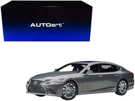 Lexus LS500h Manganese Luster Gray Metallic with Crimson and Black Interior 1/18 Model Car by Autoart by Autoart