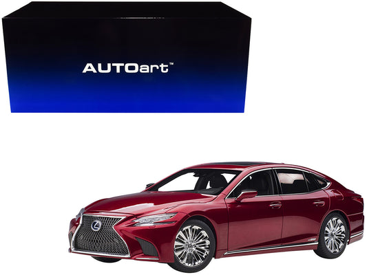 Lexus LS500h Morello Red Metallic with Chrome Wheels 1/18 Model Car by Autoart by Autoart