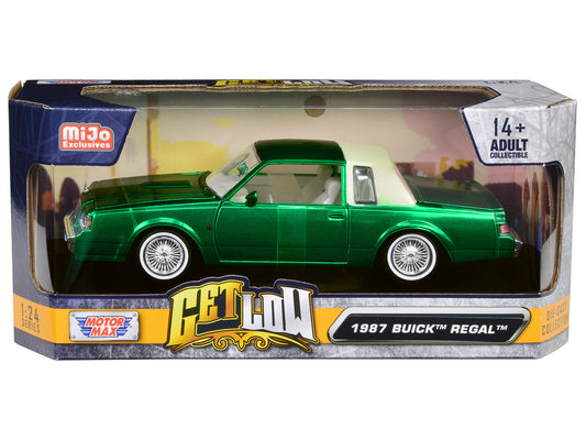 1987 Buick Regal Green Metallic with White Interior "Get Low" Series 1/24 Diecast Model Car by Motormax by Motormax