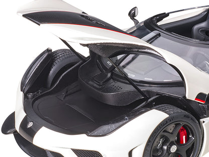 Koenigsegg Regera White with Black Carbon and Red Stripes 1/18 Model Car by Autoart by Autoart