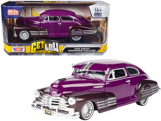 1948 Chevrolet Aerosedan Fleetside Lowrider Purple Metallic and Dark Purple Metallic Two-Tone "Get Low" Series 1/24 Diecast Model Car by Motormax by Motormax