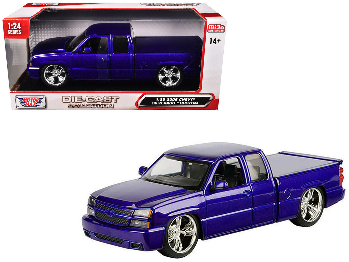 2006 Chevrolet Silverado Custom Pickup Truck Blue Metallic "Die-Cast Collection" Series 1/25 Diecast Model Car by Motormax by Motormax