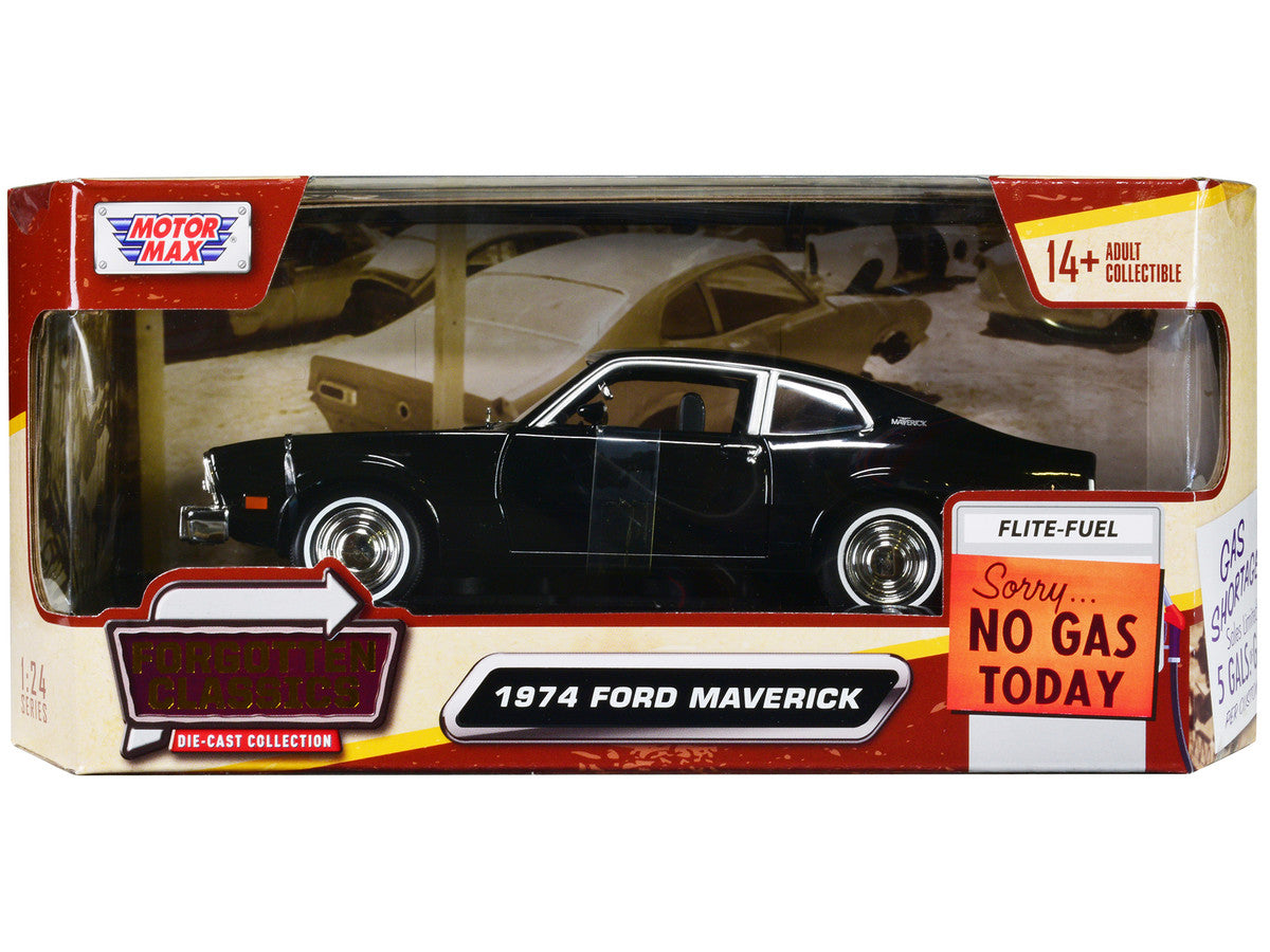 1974 Ford Maverick Black "Forgotten Classics" Series 1/24 Diecast Model Car by Motormax by Motormax