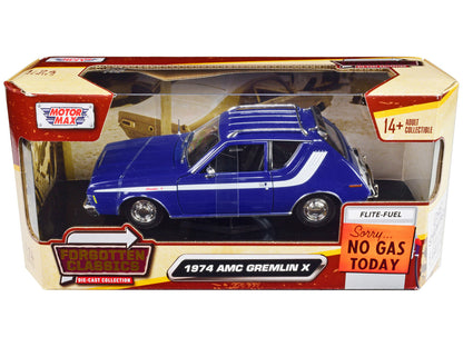 1974 AMC Gremlin X Blue with White Stripes and Roof Rack "Forgotten Classics" Series 1/24 Diecast Model Car by Motormax by Motormax