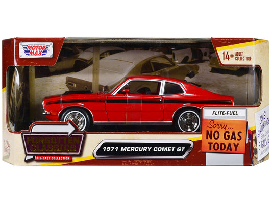 1971 Mercury Comet GT Red with Black Stripes "Forgotten Classics" Series 1/24 Diecast Model Car by Motormax by Motormax