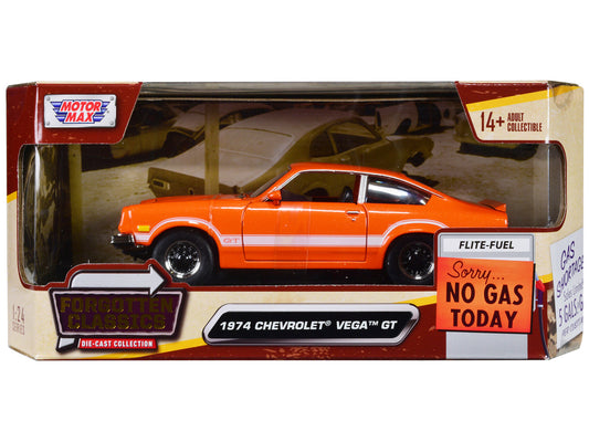 1974 Chevrolet Vega GT Orange Metallic with White Stripes "Forgotten Classics" Series 1/24 Diecast Model Car by Motormax by Motormax