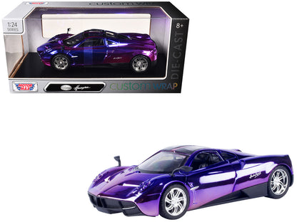 Pagani Huayra Pink and Purple Chrome "Custom Wrap" Series 1/24 Diecast Model Car by Motormax by Motormax