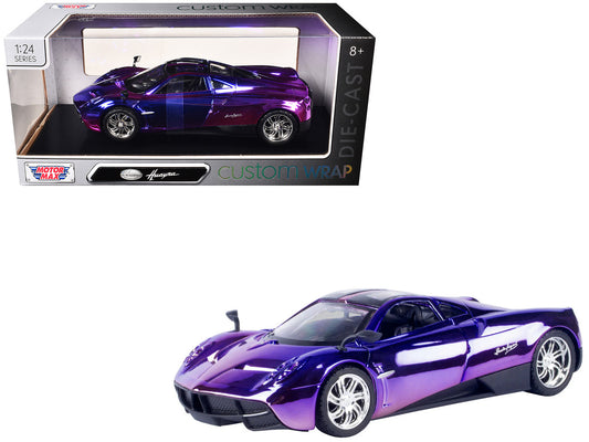 Pagani Huayra Pink and Purple Chrome "Custom Wrap" Series 1/24 Diecast Model Car by Motormax by Motormax
