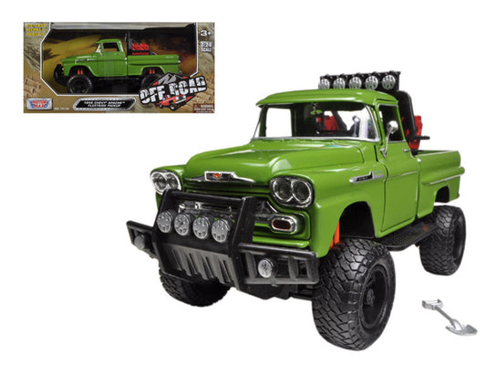 1958 Chevrolet Apache Fleetside Pickup Truck Off Road Green 1/24 Diecast Model by Motormax by Motormax