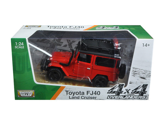Toyota FJ40 Land Cruiser Red "4x4 Overlanders" Series 1/24 Diecast Model Car by Motormax by Motormax