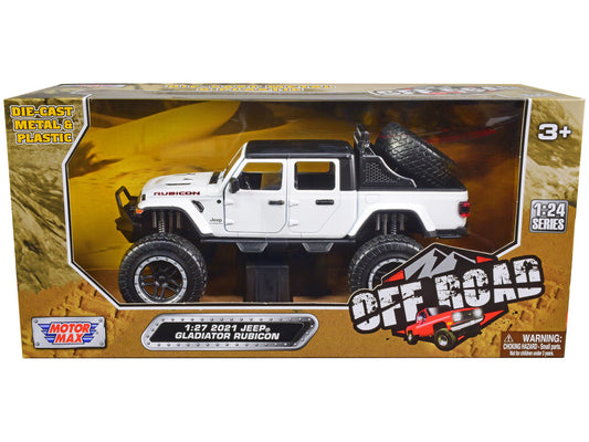 2021 Jeep Gladiator Rubicon Off-Road Pickup Truck White with Black Top "Off Road" Series 1/24-1/27 Diecast Model Car by Motormax by Motormax