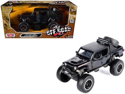 2021 Jeep Gladiator Rubicon Off-Road Pickup Truck Black with Matt Black Top "Off Road" Series 1/24-1/27 Diecast Model Car by Motormax by Motormax