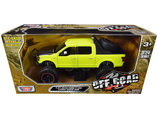 2019 Ford F-150 Lariat Crew Cab Pickup Truck Off Road Bright Green 1/24-1/27 Diecast Model Car by Motormax by Motormax