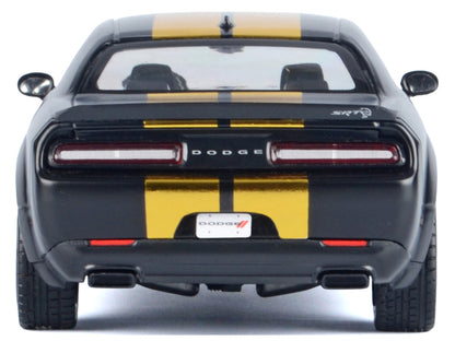 2018 Dodge Challenger SRT Hellcat Widebody Matt Black with Gold Stripes and Graphics "Midnight Eclipse" Series 1/24 Diecast Model Car by Motormax by Motormax