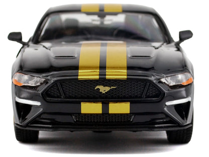 2018 Ford Mustang GT 5.0 Black with Gold Stripes and Graphics "Midnight Eclipse" Series 1/24 Diecast Model Car by Motormax by Motormax