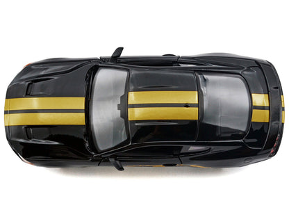 2018 Ford Mustang GT 5.0 Black with Gold Stripes and Graphics "Midnight Eclipse" Series 1/24 Diecast Model Car by Motormax by Motormax