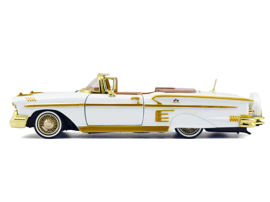 1958 Chevrolet Impala White Metallic with Gold Accents "Luxe Legends" Series 1/24 Diecast Model Car by Motormax by Motormax
