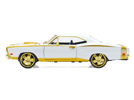 1969 Dodge Coronet Super Bee White Metallic with Gold Accents "Luxe Legends" Series 1/24 Diecast Model Car by Motormax by Motormax