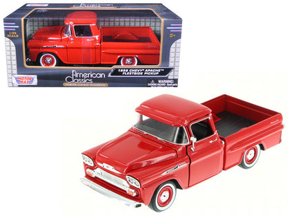 1958 Chevrolet Apache Fleetside Pickup Truck Red 1/24 Diecast Model Car by Motormax by Motormax