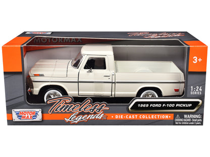 1969 Ford F-100 Pickup Truck Cream "Timeless Legends" Series 1/24 Diecast Model Car by Motormax by Motormax