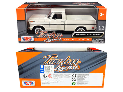 1969 Ford F-100 Pickup Truck Cream "Timeless Legends" Series 1/24 Diecast Model Car by Motormax by Motormax