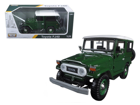 Toyota FJ40 Dark Green with White Top 1/24 Diecast Model Car by Motormax by Motormax