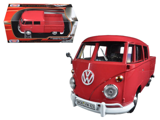 Volkswagen Type 2 (T1) Double Cab Pickup Truck Wax Red 1/24 Diecast Model Car by Motormax by Motormax